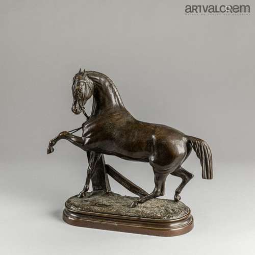 Pierre LENORDER (1815-1892) Craux Marly, cheval attaché à un...