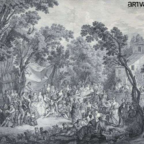 d'après Antoine WATTEAU (1684-1720) gravé par Cardon La noce...