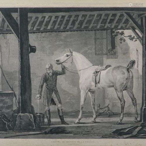 Carle VERNET (1758-1835) gravé par Debucourt Cheval au retou...