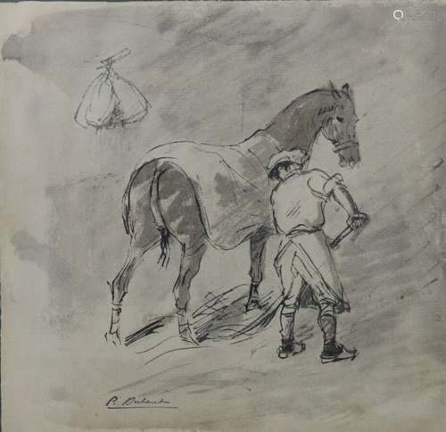 Pierre Olivier DUBAUT (1886-1968) - Cheval au box Crayon noi...