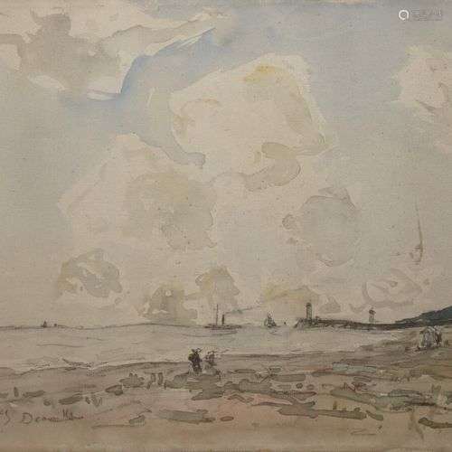 FRANK-BOGGS (1855-1926) Bord de mer à Deauville, la plage, A...