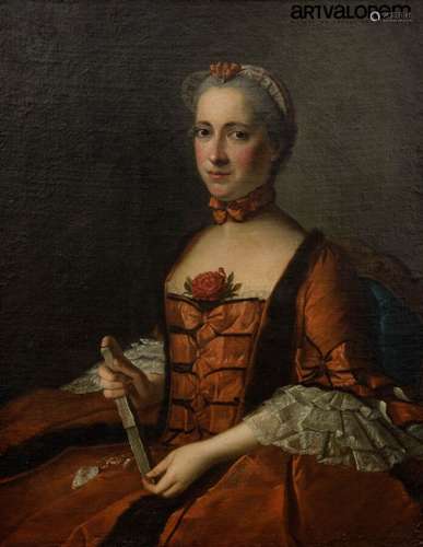 Ecole française du XVIIIème siècle Portrait de femme à l'éve...