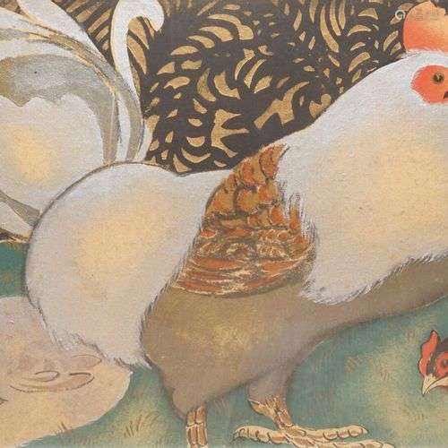 Georges MANZANA PISSARRO (1871-1961) Coq et poule Pochoir à ...