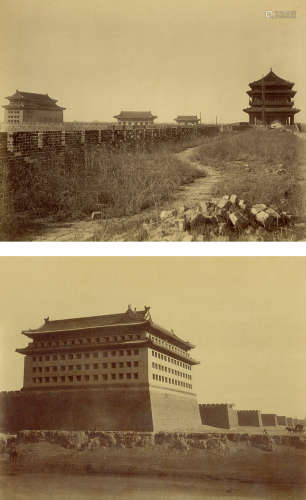 1880-1890s 清末北京城门与城墙旧影（2张） 蛋白照片/Albumen Prin...