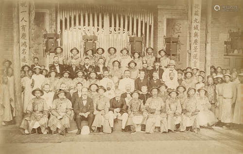 1890s 张之洞与德国军官合影 蛋白照片/Albumen Print