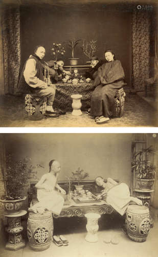 雅真照相馆等 1880s 吸食鸦片（2张） 蛋白照片/Albumen Print