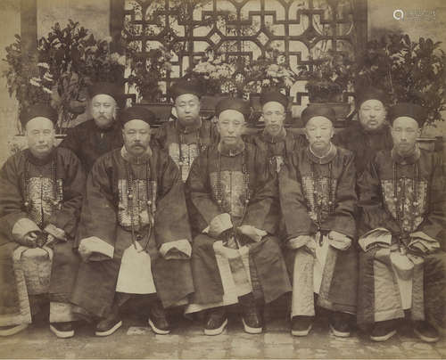 宝记照相馆 1887 清末官员合影 蛋白照片/Albumen Print