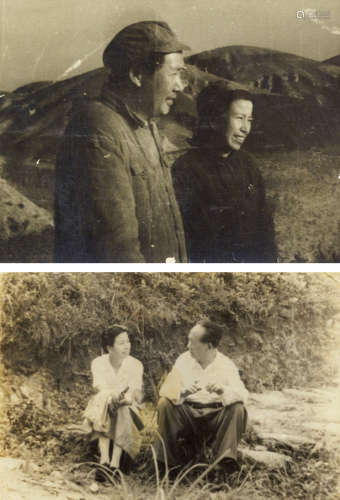 1930-1950s 毛泽东和江青早期原版照片（2张） 银盐纸基/Gelatin Si...
