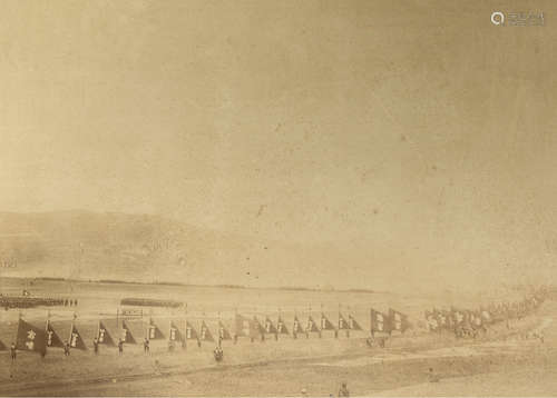 1880-1890s 清军阵法训练照 蛋白照片/Albumen Print