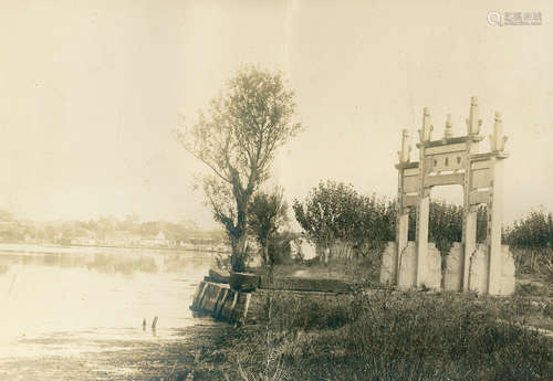 1920s 巨幅西湖功德崇坊风景照 银盐纸基/Gelatin Silver Print