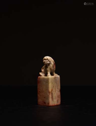 A Carved Shoushan Stone Lion Seal