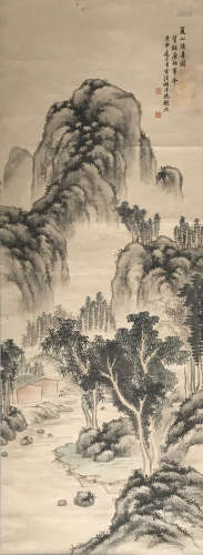 A Chinese Spring Scenery Painting Paper Scroll, Feng Chaoran...