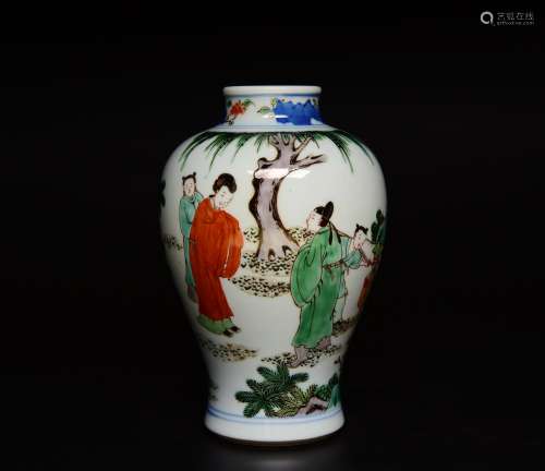 An Underglaze-Blue And Wucai Figural Vase