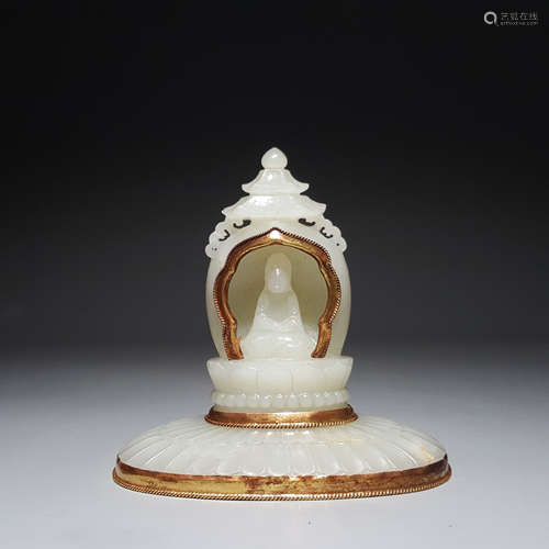 A Gilt Hetian Jade Pagoda