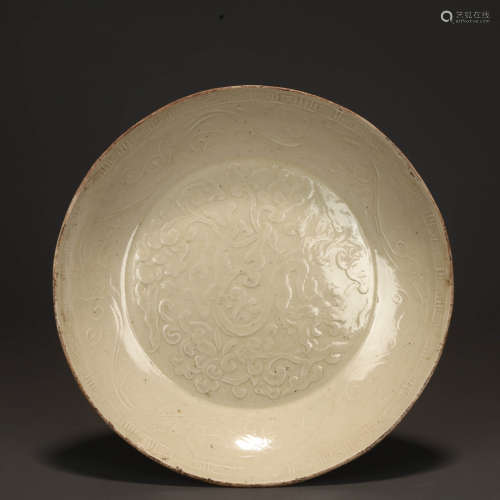 A Moulded Ding Ware Floral Dish