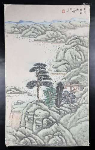A Chinese Landscape Painting Paper, Song Yulin Mark
