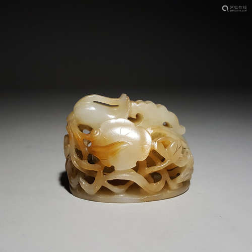 A Hetian Jade Mandarin Ducks Finial