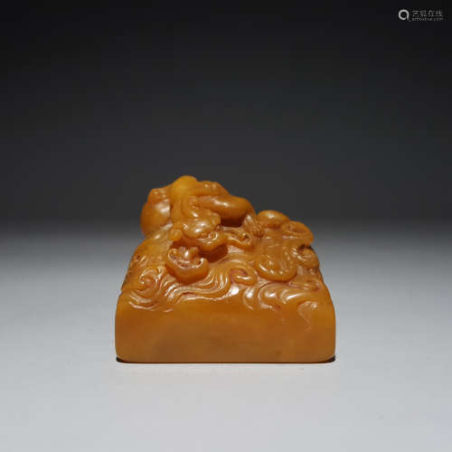 A Carved Tianhuang Stone Chi-Dragon Handle Seal By Zeng Shao...