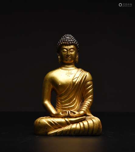 A Gilt Bronze Statue Of Shakyamuni