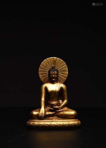 A Gilt Bronze Statue Of Shakyamuni