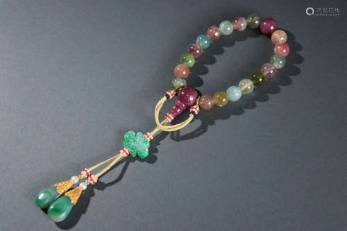 A Piece Of 18 Tourmaline Beads Hand String
