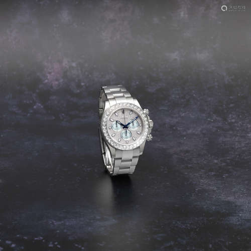 Rolex. A fine and rare platinum and baguette diamond set aut...