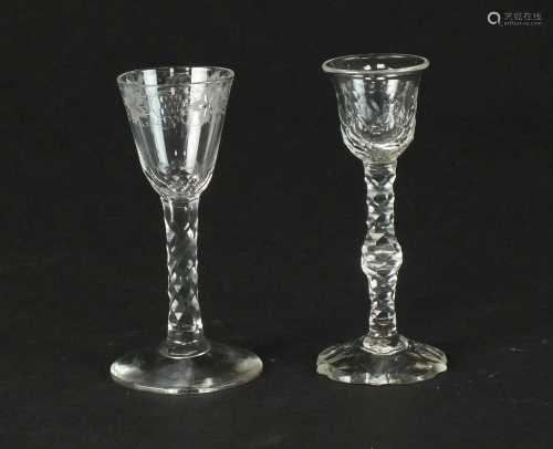 Two 18th wine glasses
