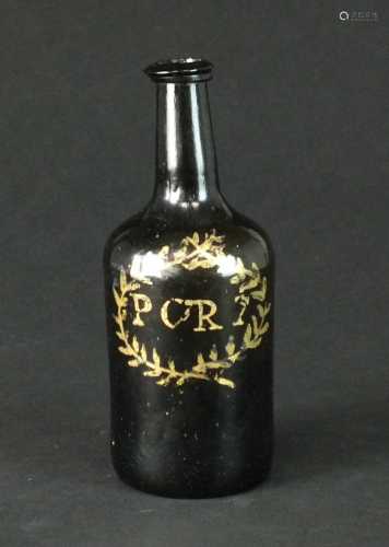 An 18th-century glass bottle