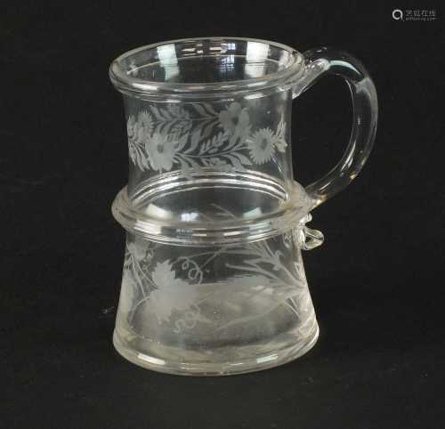 Engraved glass mug circa 1760-70