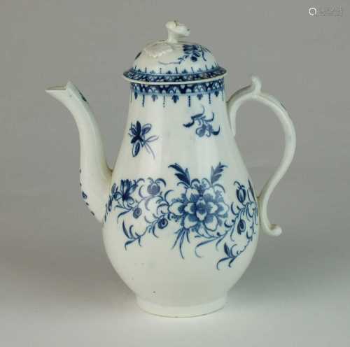 Caughley 'Peony' coffee pot and cover, circa 1776-79