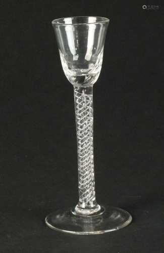 A tall air-twist cordial glass, circa 1760
