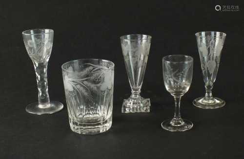 A group of George III drinking glasses