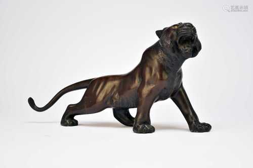 A Japanese bronze figure of a tiger, Meiji period