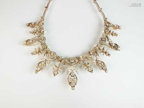 A 19th century diamond fringe necklace