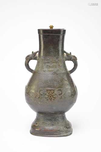 A Chinese bronze vase, Hu