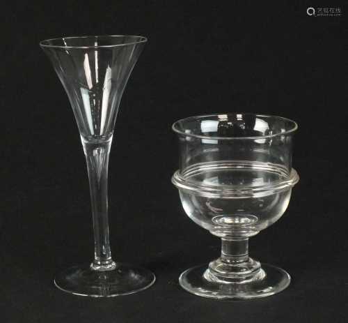 Early 19th-century glass goblet and a Victorian wine glass