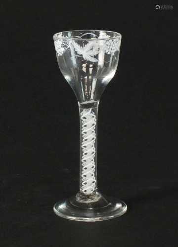 Beilby enamelled wine glass, circa 1765