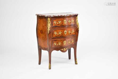 A French Louis XV style petite bombe commode, dated 1902