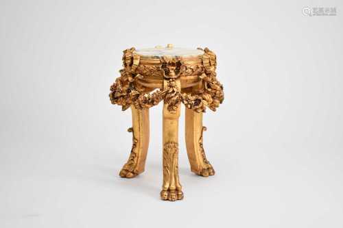A French giltwood and marble jardiniere stand