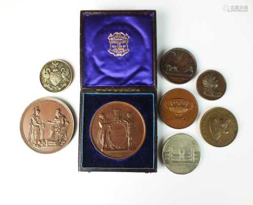 A collection of eight English and Foreign medallions