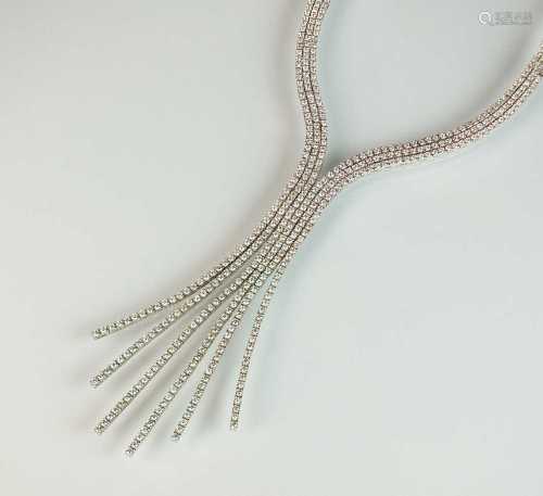 A diamond set stylised tassel fringe necklace