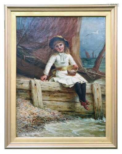 Jane Maria Bowkett (British, 1839-91), Girl on a Breakwater