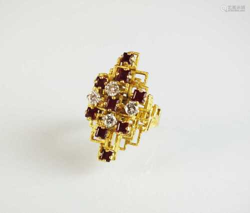 A ruby and diamond abstract dress ring