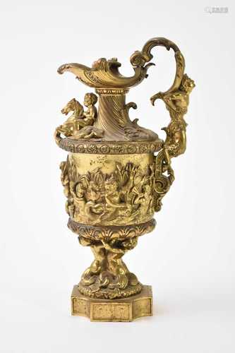 E* De Labroue, a late 19th century gilt bronze ewer, in the ...