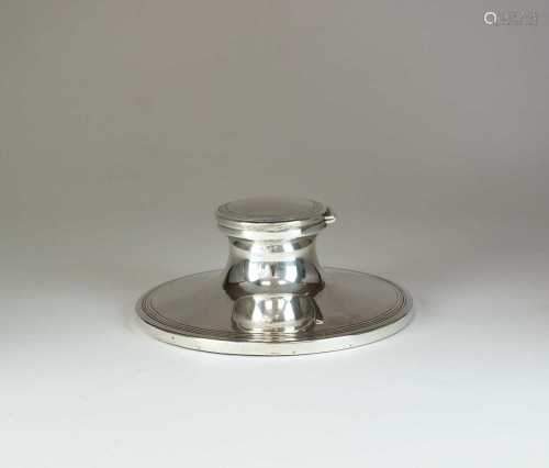 A large silver mounted capstan ink well