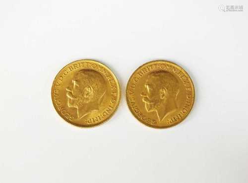 Two George V sovereigns