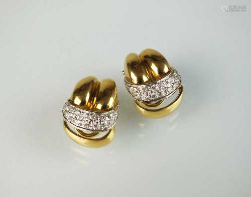 A pair of diamond set clip on earrings