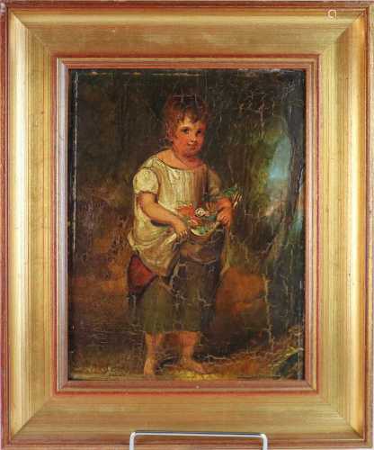 Circle of George Morland (1763-1804) Young Boy Holding Flowe...