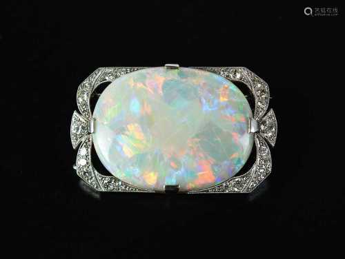 An early 20th century opal and diamond brooch
