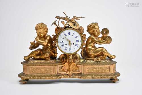 A very large French ormolu mantel figural clock, circa 1900